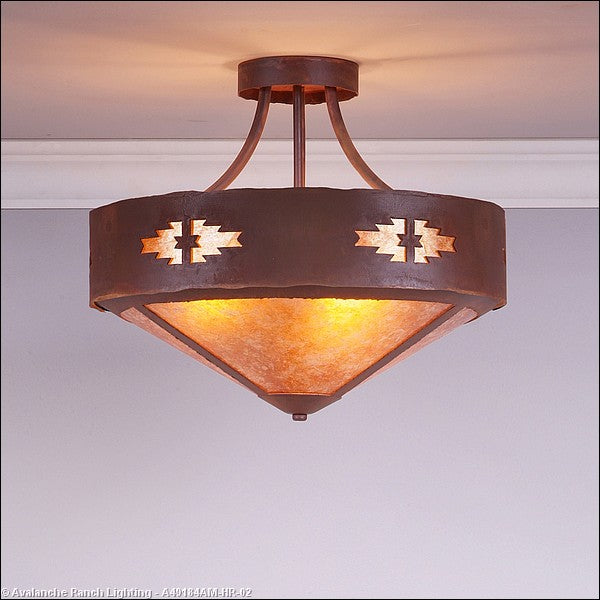 Avalanche Ranch Ridgemont-Pueblo A49184AM-HR-02 Ceiling Light - Rust Patina