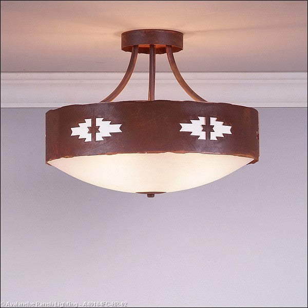 Avalanche Ranch Ridgemont-Pueblo A49184FC-HR-02 Ceiling Light - Rust Patina