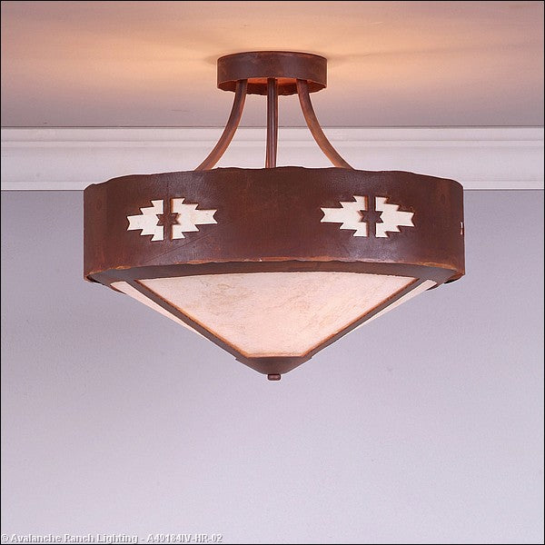 Avalanche Ranch Ridgemont-Pueblo A49184IV-HR-02 Ceiling Light - Rust Patina