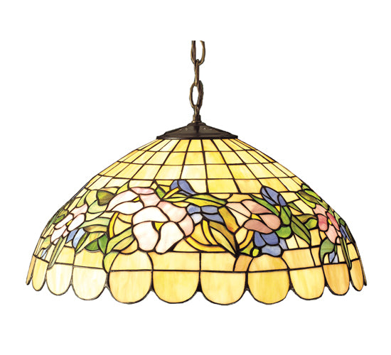 Meyda Tiffany Tiffany Pansy 31137 Pendant Light - Beige Pink Lt Blue