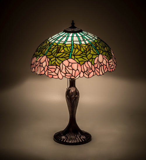 Meyda Tiffany Lighting 31143 Tiffany Cabbage Rose One Light Table Lamp Lamp Bronze / Dark