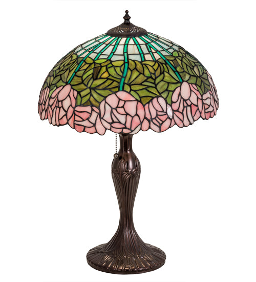 Meyda Tiffany Lighting 31143 Tiffany Cabbage Rose One Light Table Lamp Lamp Bronze / Dark