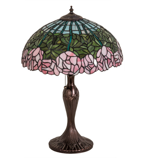 Meyda Tiffany Lighting 31143 Tiffany Cabbage Rose One Light Table Lamp Lamp Bronze / Dark