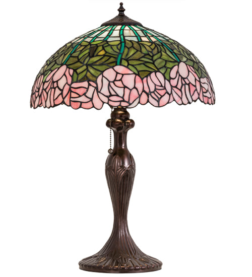 Meyda Tiffany Lighting 31143 Tiffany Cabbage Rose One Light Table Lamp Lamp Bronze / Dark