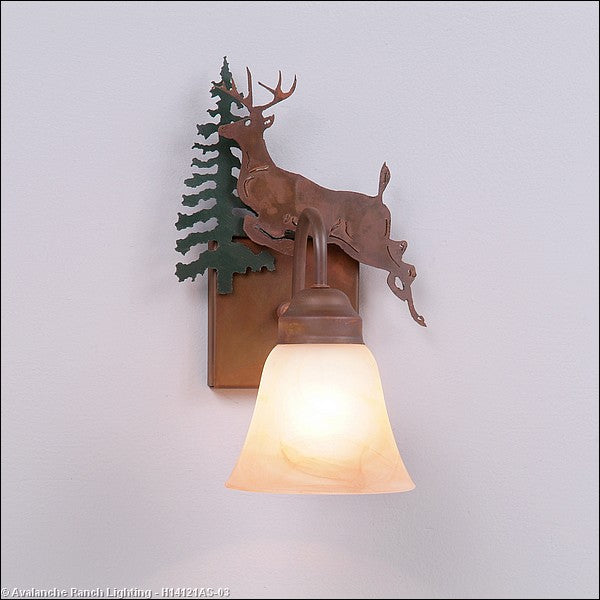 Avalanche Ranch Wasatch-Valley Deer Cedar Green/Rust Patina H14121AS-03 Wall Light - Cedar Green/Rust Patina