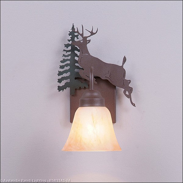 Avalanche Ranch Wasatch-Valley Deer Forest Green/Rustic Brown H14121AS-74 Wall Light - Forest Green/Rustic Brown