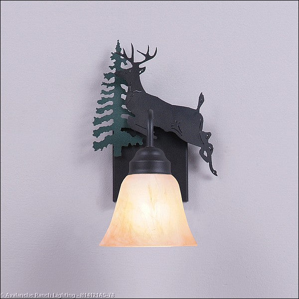 Avalanche Ranch Wasatch-Valley Deer Hunter Green/Black Iron H14121AS-78 Wall Light - Hunter Green/Black Iron