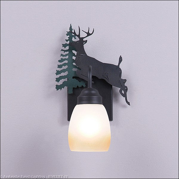 Avalanche Ranch Wasatch-Valley Deer Hunter Green/Black Iron H14121ET-78 Wall Light - Hunter Green/Black Iron