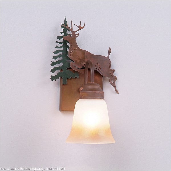 Avalanche Ranch Wasatch-Valley Deer Cedar Green/Rust Patina H14121TT-03 Wall Light - Cedar Green/Rust Patina