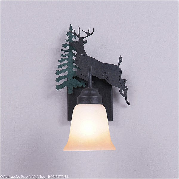 Avalanche Ranch Wasatch-Valley Deer Hunter Green/Black Iron H14121TT-78 Wall Light - Hunter Green/Black Iron