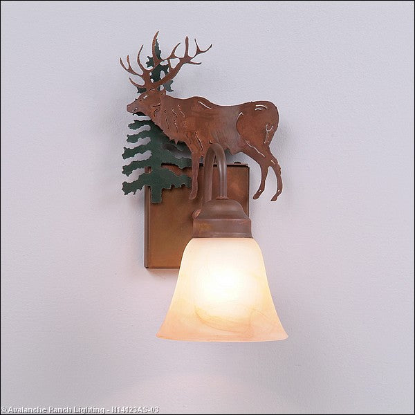 Avalanche Ranch Wasatch-Valley Elk Cedar Green/Rust Patina H14123AS-03 Wall Light - Cedar Green/Rust Patina