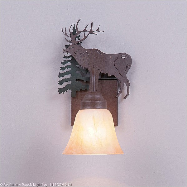 Avalanche Ranch Wasatch-Valley Elk Forest Green/Rustic Brown H14123AS-74 Wall Light - Forest Green/Rustic Brown