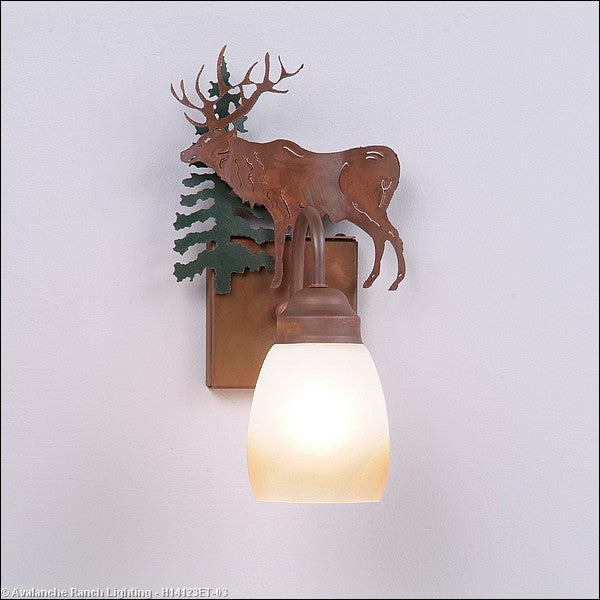 Avalanche Ranch Wasatch-Valley Elk Cedar Green/Rust Patina H14123ET-03 Wall Light - Cedar Green/Rust Patina