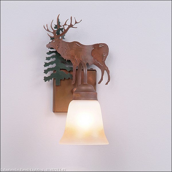 Avalanche Ranch Wasatch-Valley Elk Cedar Green/Rust Patina H14123TT-03 Wall Light - Cedar Green/Rust Patina