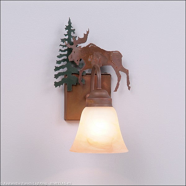 Avalanche Ranch Wasatch-Mountain Moose Cedar Green/Rust Patina H14127AS-03 Wall Light - Cedar Green/Rust Patina