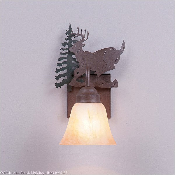 Avalanche Ranch Wasatch-Mountain Deer Forest Green/Rustic Brown H14130AS-74 Wall Light - Forest Green/Rustic Brown