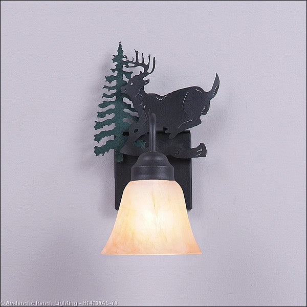 Avalanche Ranch Wasatch-Mountain Deer Hunter Green/Black Iron H14130AS-78 Wall Light - Hunter Green/Black Iron