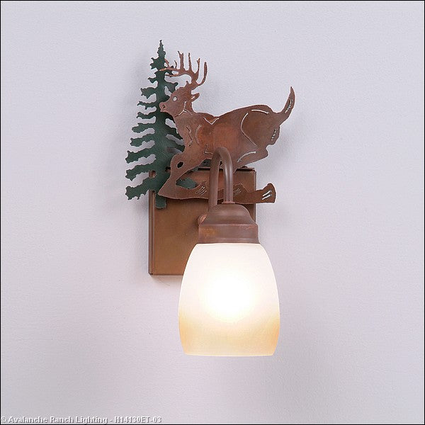 Avalanche Ranch Wasatch-Mountain Deer Cedar Green/Rust Patina H14130ET-03 Wall Light - Cedar Green/Rust Patina