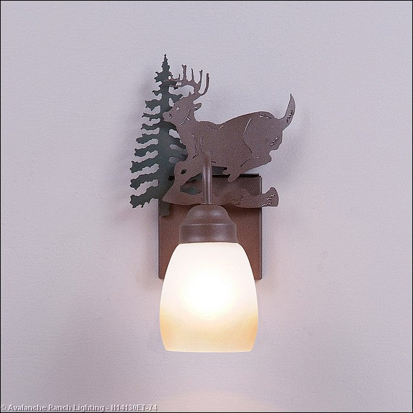 Avalanche Ranch Wasatch-Mountain Deer Forest Green/Rustic Brown H14130ET-74 Wall Light - Forest Green/Rustic Brown