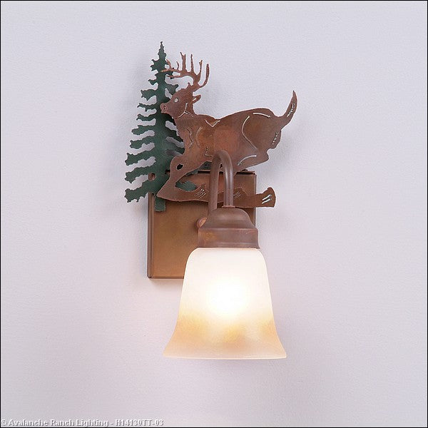 Avalanche Ranch Wasatch-Mountain Deer Cedar Green/Rust Patina H14130TT-03 Wall Light - Cedar Green/Rust Patina