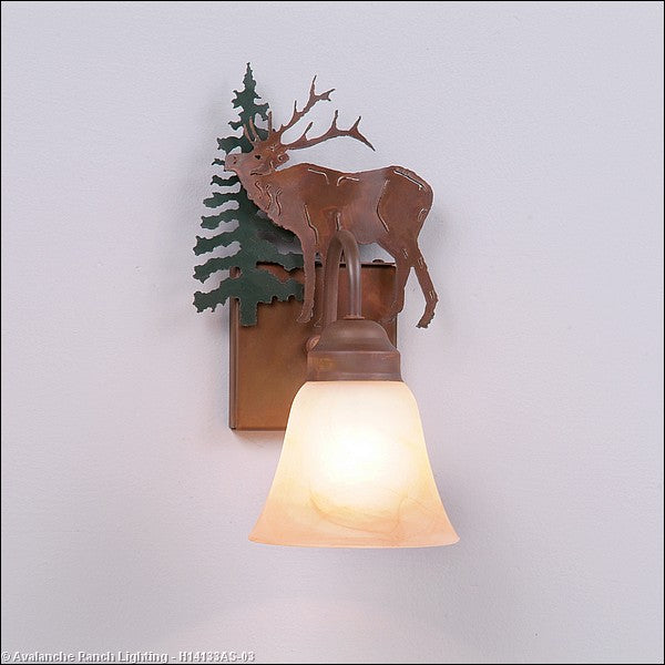 Avalanche Ranch Wasatch-Mountain Elk Cedar Green/Rust Patina H14133AS-03 Wall Light - Cedar Green/Rust Patina