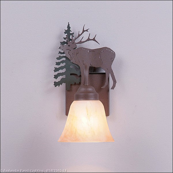 Avalanche Ranch Wasatch-Mountain Elk Forest Green/Rustic Brown H14133AS-74 Wall Light - Forest Green/Rustic Brown