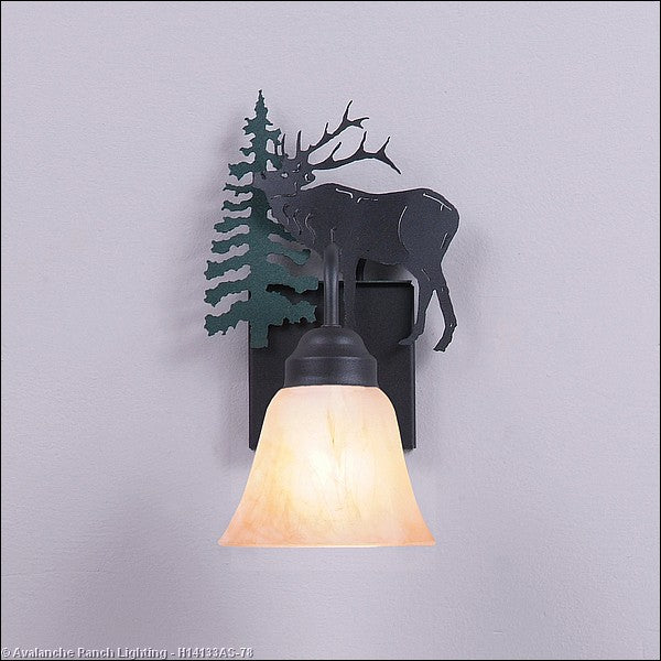 Avalanche Ranch Wasatch-Mountain Elk Hunter Green/Black Iron H14133AS-78 Wall Light - Hunter Green/Black Iron