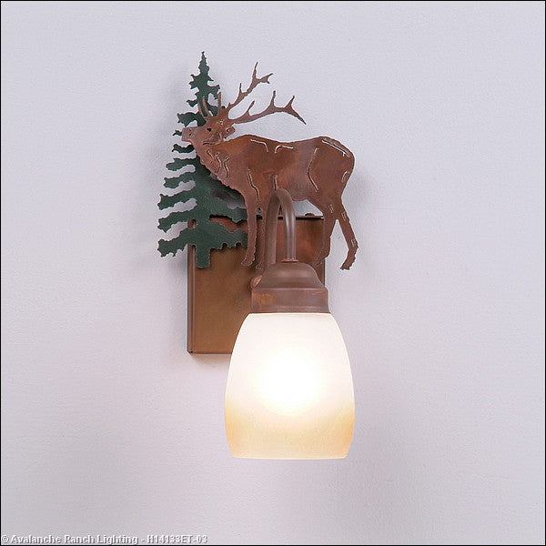 Avalanche Ranch Wasatch-Mountain Elk Cedar Green/Rust Patina H14133ET-03 Wall Light - Cedar Green/Rust Patina