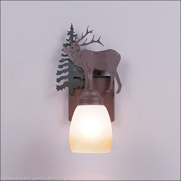 Avalanche Ranch Wasatch-Mountain Elk Forest Green/Rustic Brown H14133ET-74 Wall Light - Forest Green/Rustic Brown