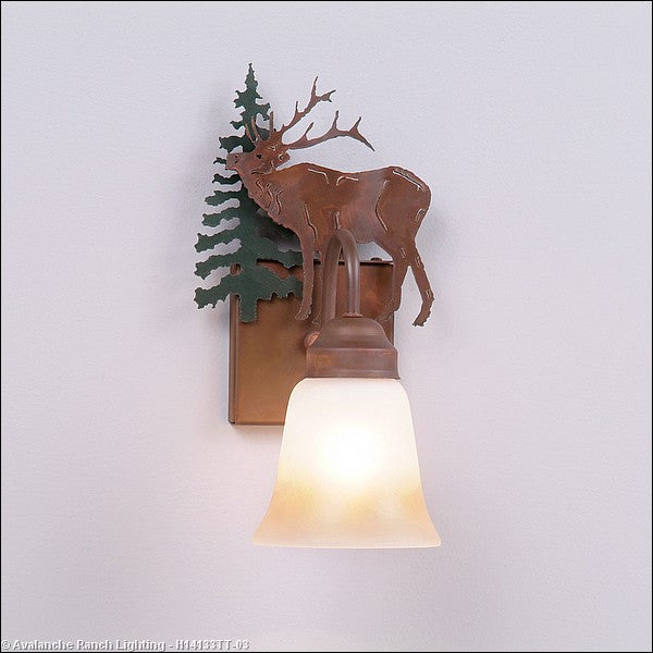 Avalanche Ranch Wasatch-Mountain Elk Cedar Green/Rust Patina H14133TT-03 Wall Light - Cedar Green/Rust Patina