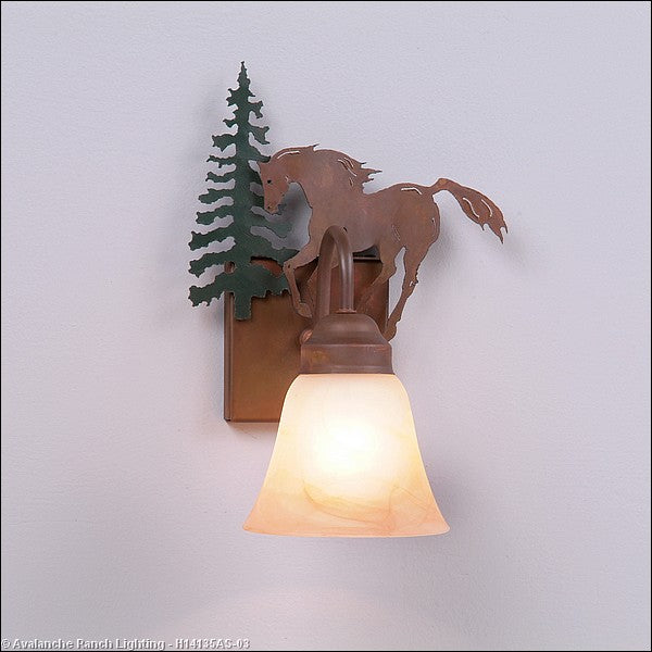 Avalanche Ranch Wasatch-Mountain Horse Cedar Green/Rust Patina H14135AS-03 Wall Light - Cedar Green/Rust Patina
