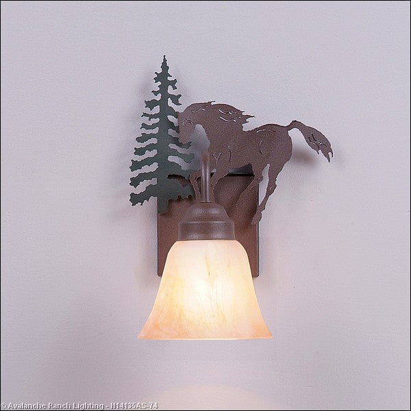 Avalanche Ranch Wasatch-Mountain Horse Forest Green/Rustic Brown H14135AS-74 Wall Light - Forest Green/Rustic Brown