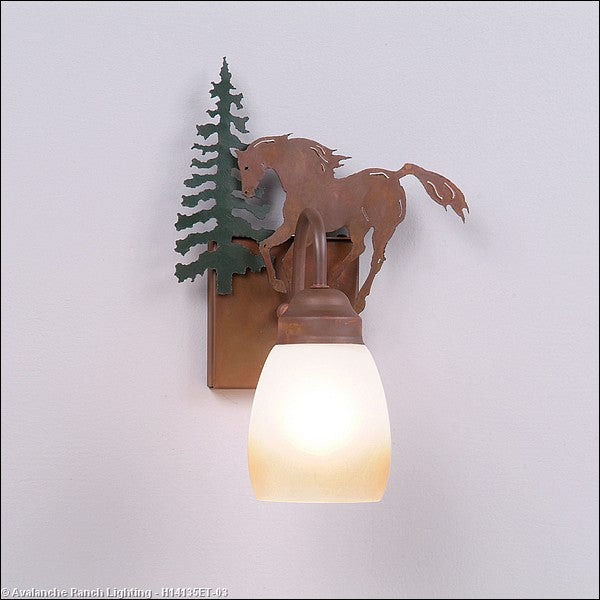 Avalanche Ranch Wasatch-Mountain Horse Cedar Green/Rust Patina H14135ET-03 Wall Light - Cedar Green/Rust Patina