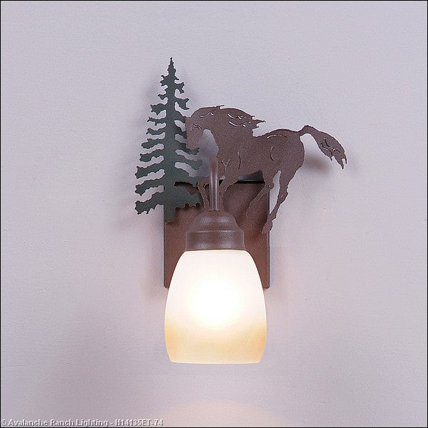 Avalanche Ranch Wasatch-Mountain Horse Forest Green/Rustic Brown H14135ET-74 Wall Light - Forest Green/Rustic Brown
