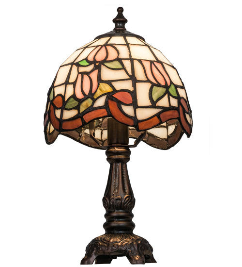 Meyda Tiffany Lighting 31210 Roseborder One Light Mini Lamp Lamp Bronze / Dark