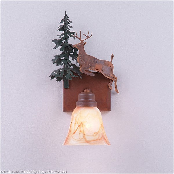 Avalanche Ranch Parkshire-Valley Deer H17121AS-03 Wall Light - Cedar Green/Rust Patina