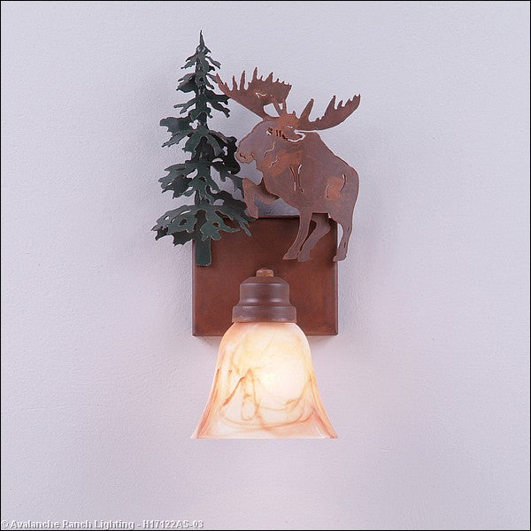 Avalanche Ranch Parkshire-Alaska Moose H17122AS-03 Wall Light - Cedar Green/Rust Patina