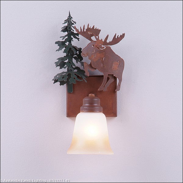 Avalanche Ranch Parkshire-Alaska Moose H17122TT-03 Wall Light - Cedar Green/Rust Patina