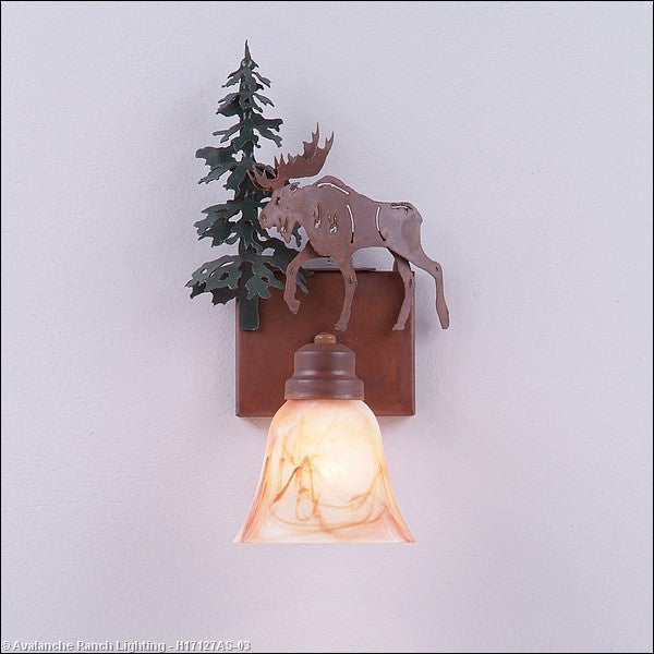 Avalanche Ranch Parkshire-Mountain Moose H17127AS-03 Wall Light - Cedar Green/Rust Patina