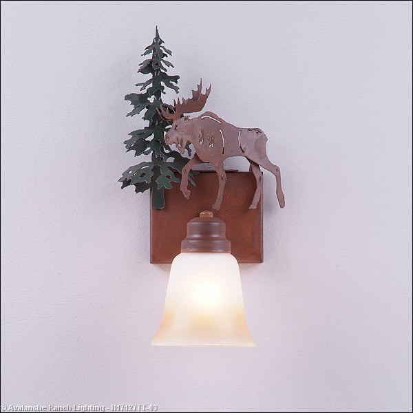 Avalanche Ranch Parkshire-Mountain Moose H17127TT-03 Wall Light - Cedar Green/Rust Patina