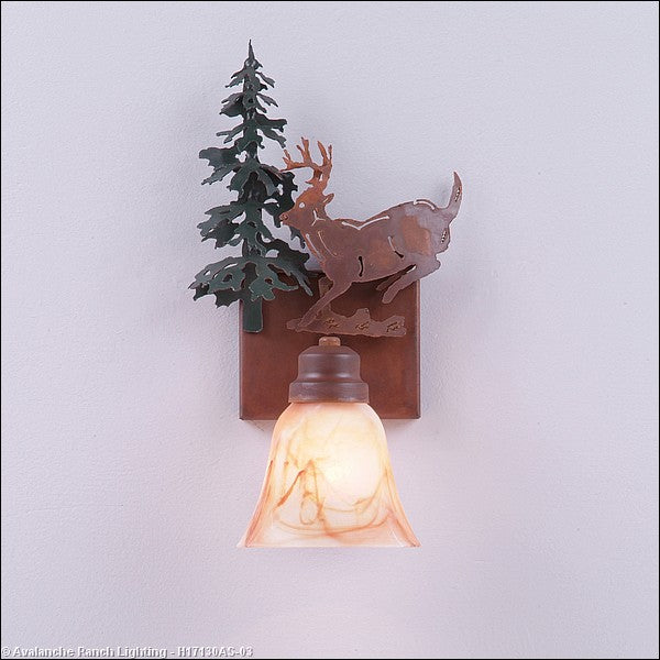 Avalanche Ranch Parkshire-Mountain Deer H17130AS-03 Wall Light - Cedar Green/Rust Patina