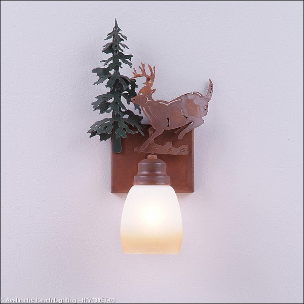 Avalanche Ranch Parkshire-Mountain Deer H17130ET-03 Wall Light - Cedar Green/Rust Patina