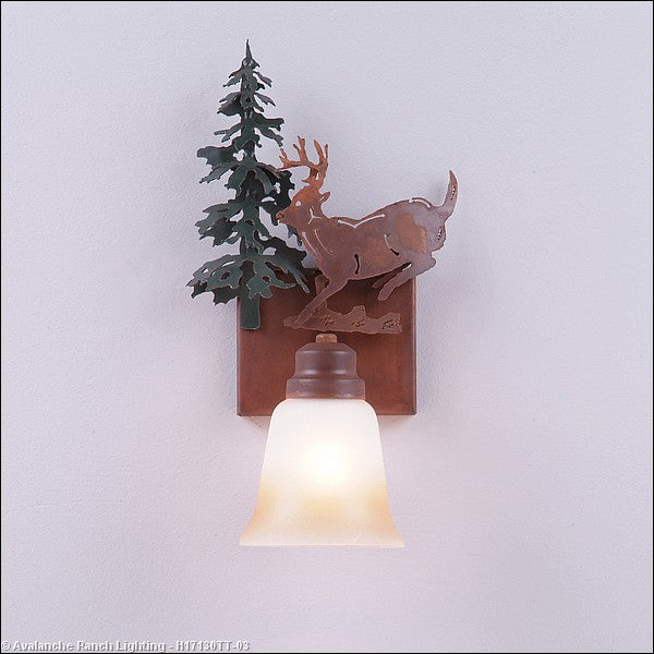 Avalanche Ranch Parkshire-Mountain Deer H17130TT-03 Wall Light - Cedar Green/Rust Patina