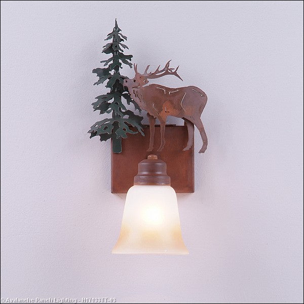 Avalanche Ranch Parkshire-Mountain Elk H17133TT-03 Wall Light - Cedar Green/Rust Patina