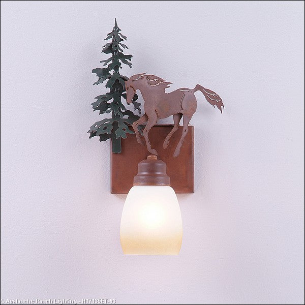 Avalanche Ranch Parkshire-Mountain Horse H17135ET-03 Wall Light - Cedar Green/Rust Patina
