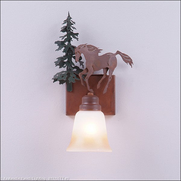 Avalanche Ranch Parkshire-Mountain Horse H17135TT-03 Wall Light - Cedar Green/Rust Patina
