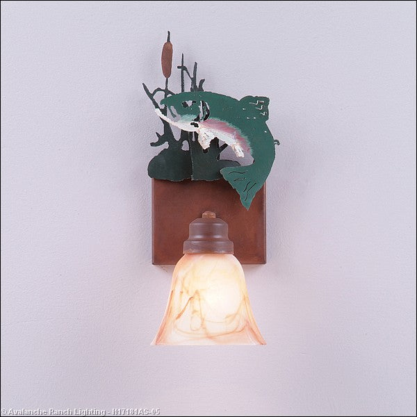 Avalanche Ranch Parkshire-Trout H17181AS-05 Wall Light - Fish/Rust Patina