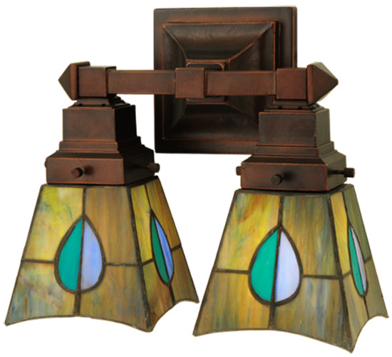 Meyda Tiffany Mackintosh Leaf 31230 Wall Light - Green/Blue Aqua/Green Purple/Blue