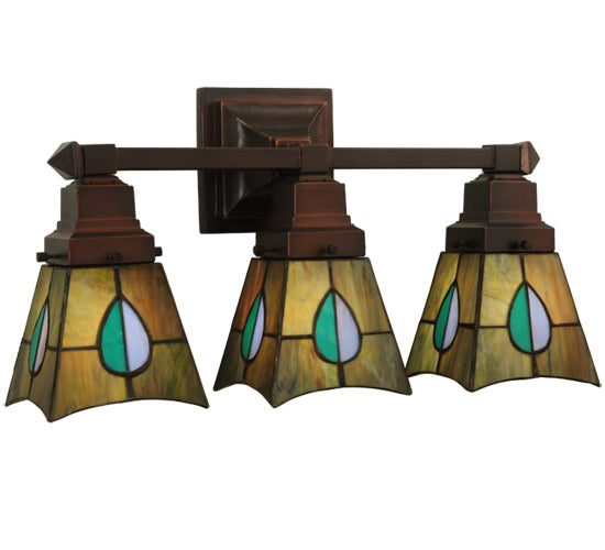 Meyda Tiffany Mackintosh Leaf 31231 Bath Vanity Light 20 in. wide - Green/Blue Aqua/Green Purple/Blue