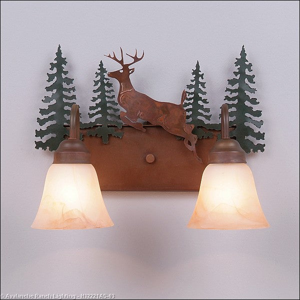 Avalanche Ranch Denali-Valley Deer H32221AS-03 Bath Vanity Light 16 in. wide - Cedar Green/Rust Patina